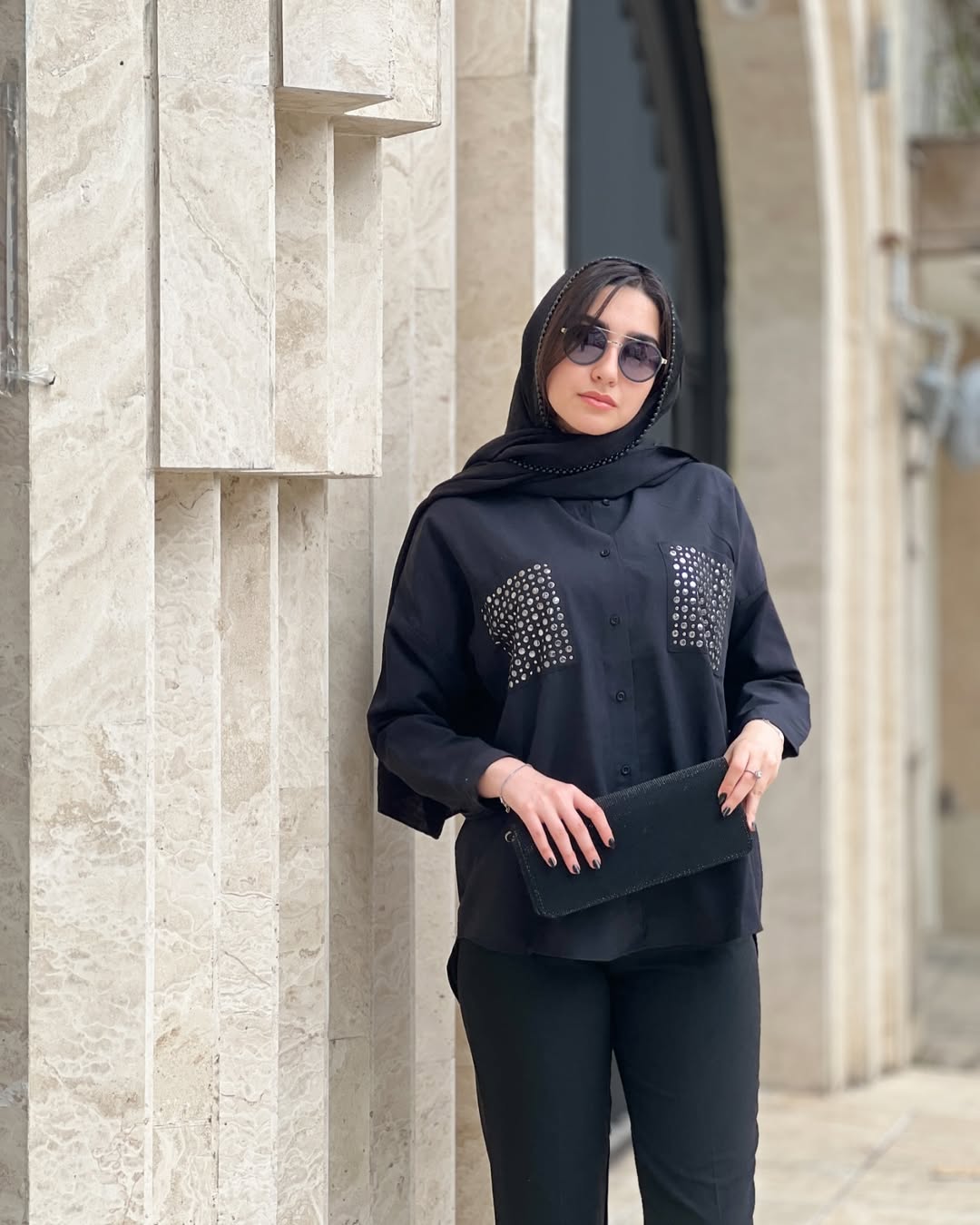 شومیز مانتویی مشکی