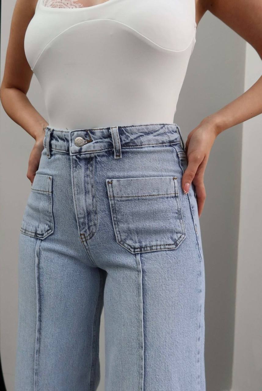 شلوار جین آبی جلوجیب ترک